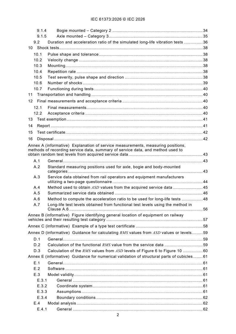 IEC 61373:2026 IEC 61373:2026 - Railway applications - Rolling stock equipment - Shock and vibration tests - Page 4 preview