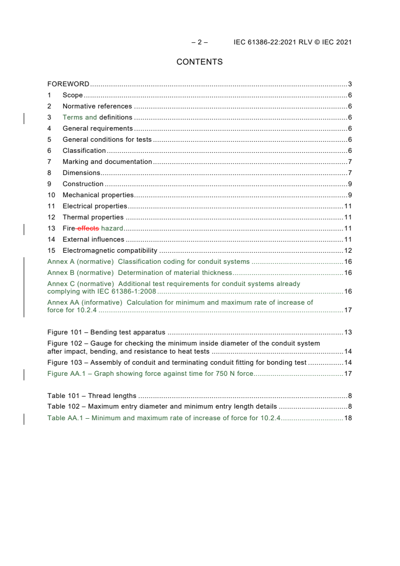 IEC 61386-22:2021 IEC 61386-22:2021 RLV - Conduit Systems for cable management - Part 22: Particular requirements - Pliable conduit systems
Released:4/12/2021 - Page 4 preview