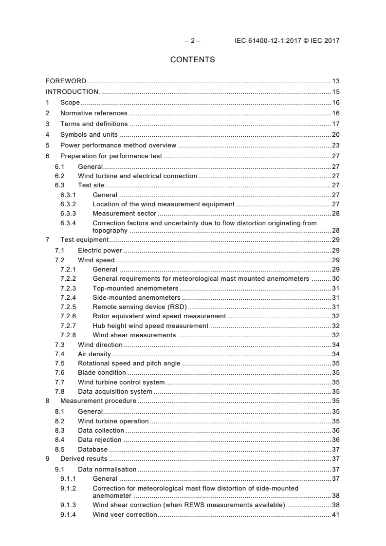 IEC 61400-12-1:2017 IEC 61400-12-1:2017 - Wind energy generation systems - Part 12-1: Power performance measurements of electricity producing wind turbines - Page 4 preview