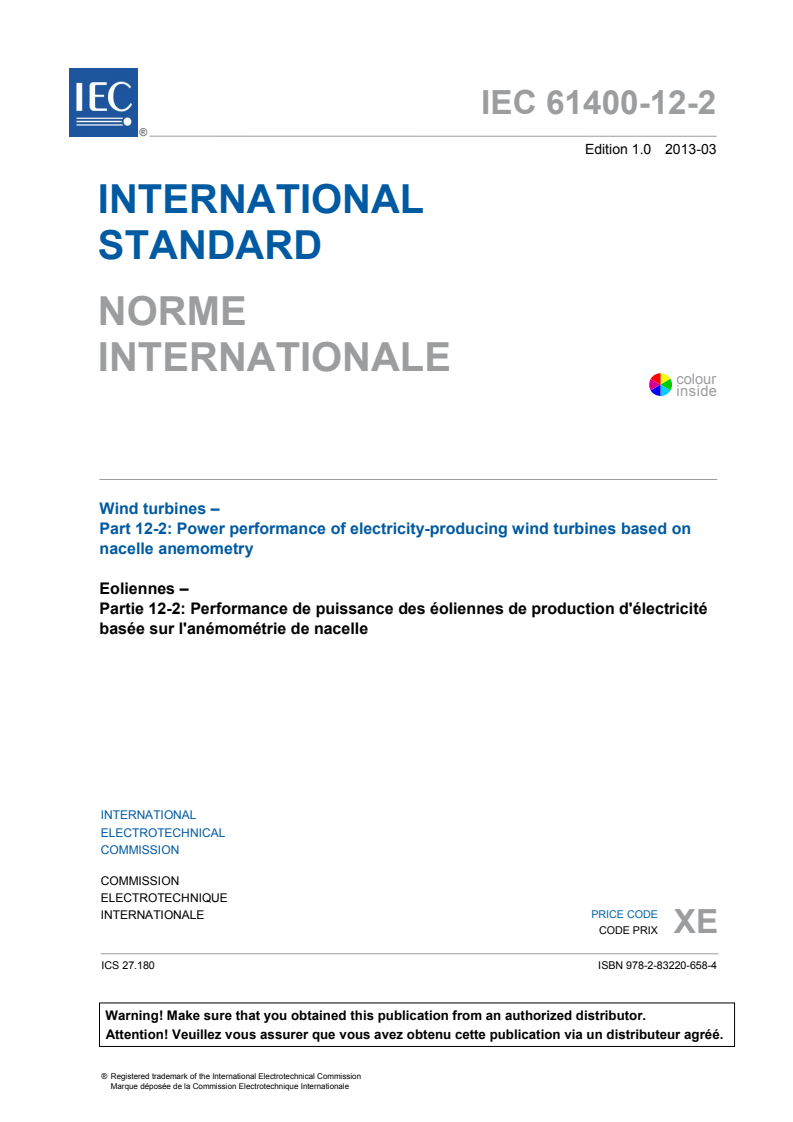 IEC 61400-12-2:2013 IEC 61400-12-2:2013 - Wind turbines - Part 12-2: Power performance of electricity-producing wind turbines based on nacelle anemometry - Page 3 preview