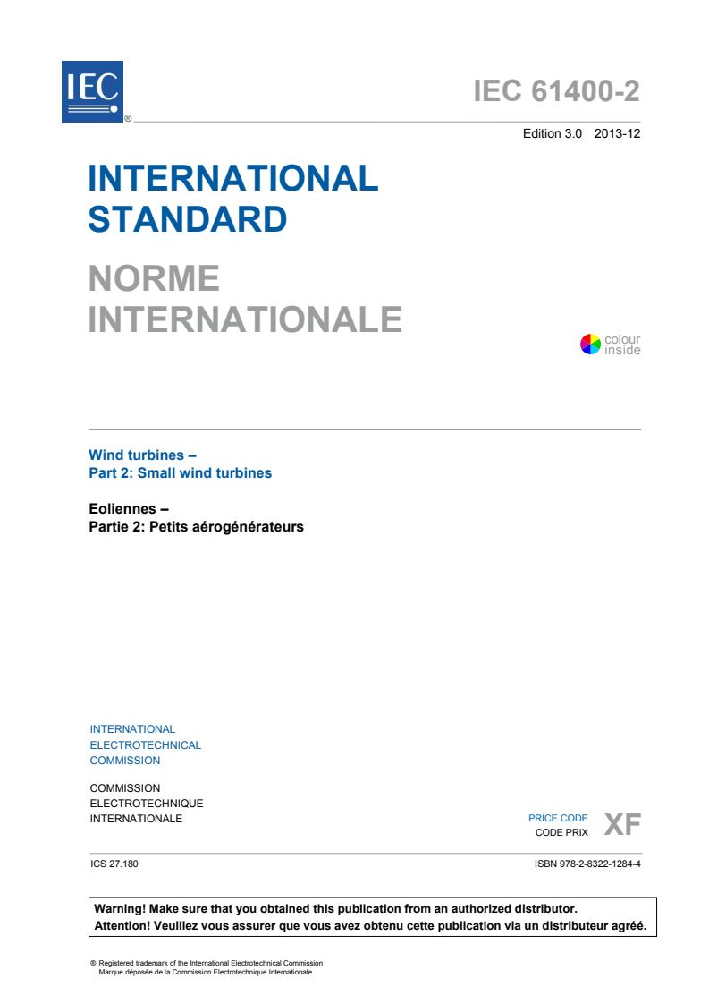 IEC 61400-2:2013 IEC 61400-2:2013 - Wind turbines - Part 2: Small wind turbines
Released:12/12/2013 - Page 3 preview