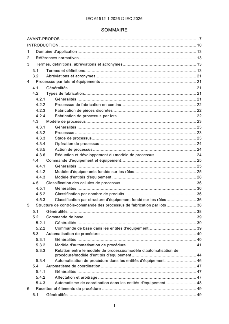 IEC 61512-1:2026 IEC 61512-1:2026 - Contrôle-commande des processus de fabrication par lots (batch) - Partie 1: Modèles et terminologie - Page 3 preview