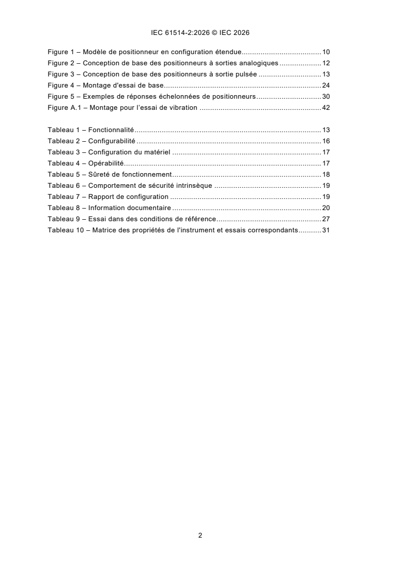IEC 61514-2:2026 IEC 61514-2:2026 - Systèmes de commande des processus industriels - Méthodes d'évaluation des performances des positionneurs de vanne à sorties pneumatiques - Partie 2: Méthodes d’essai pour positionneurs intelligents<br />
montés sur un ensemble actionneur/vanne - Page 4 preview