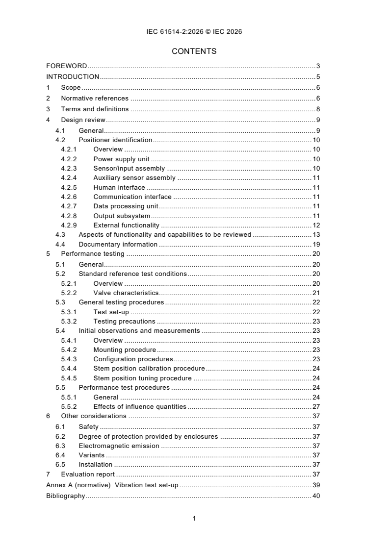 IEC 61514-2:2026 IEC 61514-2:2026 - Industrial process control systems - Methods of evaluating the performance of valve positioners with pneumatic outputs - Part 2: Test Methods for intelligent positioners mounted on an actuator valve assembly - Page 3 preview