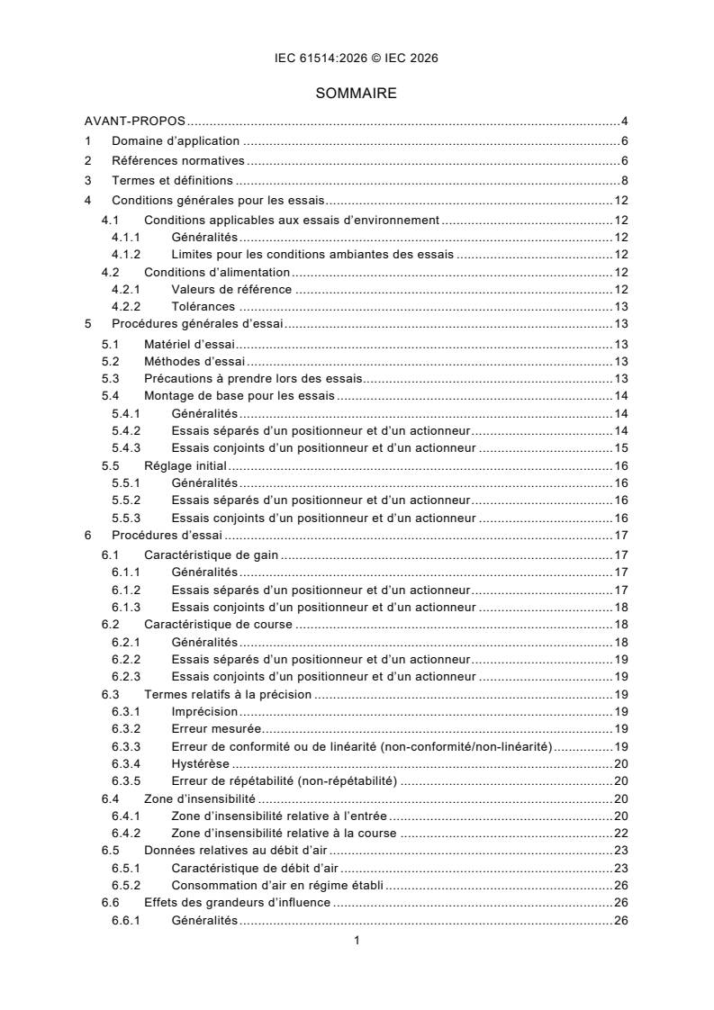 IEC 61514:2026 iec61514{ed2.0}fr - Systèmes de commande des processus industriels - Méthodes d'évaluation des performances des positionneurs de vannes à sorties pneumatiques - Page 3 preview