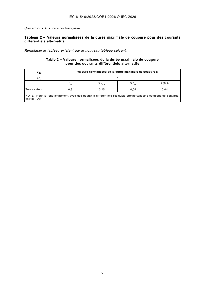 IEC 61540:2023/COR1:2026 IEC 61540:2023/COR1:2026 - Corrigendum 1 - Portable residual current devices (PRCDs) without integral overcurrent protection for household and similar use - Page 2 preview