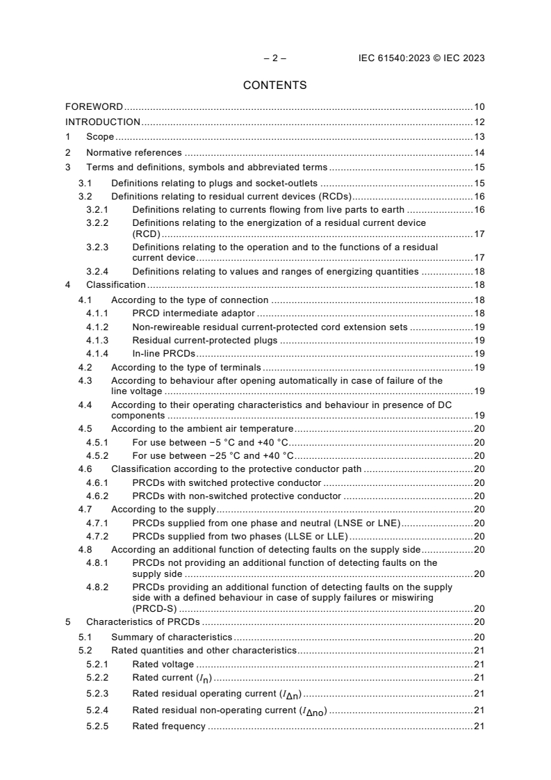 IEC 61540:2023 IEC 61540:2023 - Portable residual current devices (PRCDs) without integral overcurrent protection for household and similar use - Page 4 preview