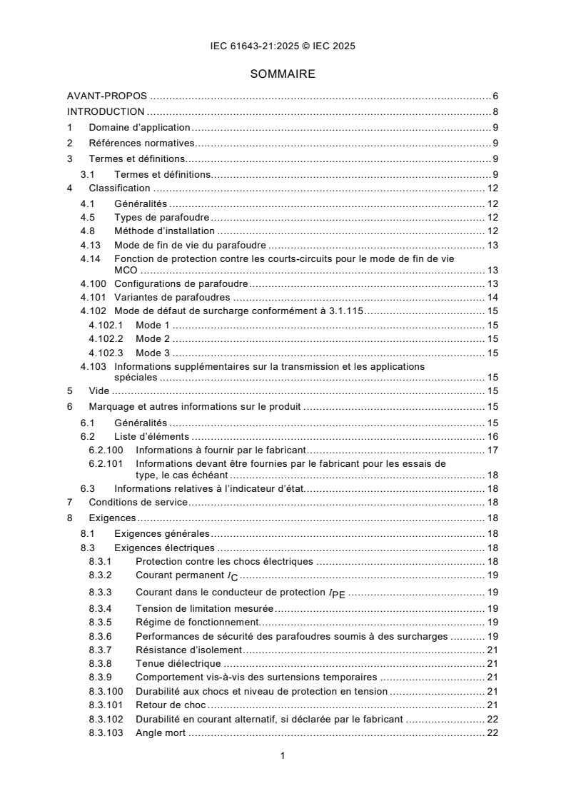 IEC 61643-21:2025 IEC 61643-21:2025 - Parafoudres basse tension - Partie 21: Parafoudres connectés aux réseaux de signaux et de télécommunications - Exigences et méthodes d’essai
Released:20. 10. 2025
Isbn:9782832707418 - Page 3 preview
