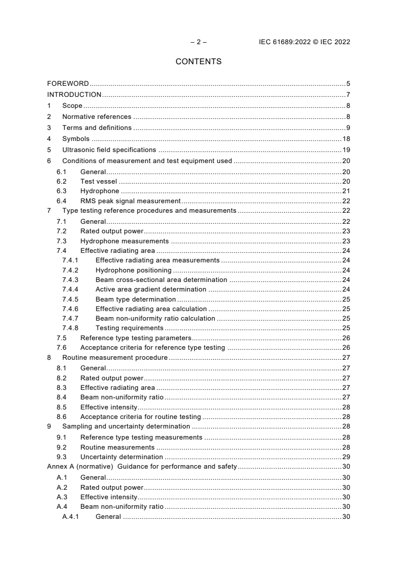 IEC 61689:2022 IEC 61689:2022 - Ultrasonics - Physiotherapy systems - Field specifications and methods of measurement in the frequency range 0,5 MHz to 5 MHz
Released:3/8/2022 - Page 4 preview