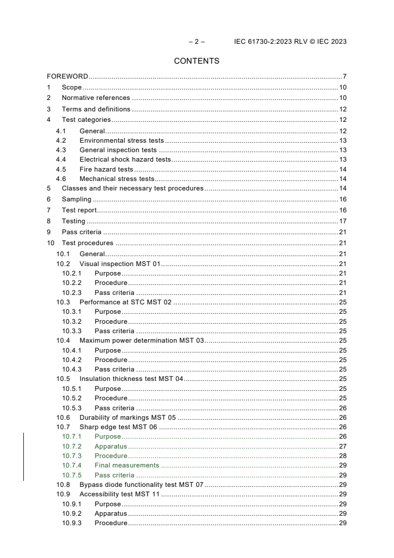 IEC 61730-2:2023 IEC 61730-2:2023 RLV - Photovoltaic (PV) module safety qualification - Part 2: Requirements for testing
Released:9/12/2023 - Page 4 preview