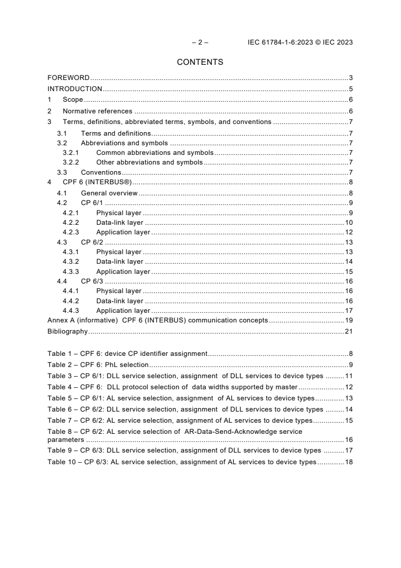 IEC 61784-1-6:2023 IEC 61784-1-6:2023 - Industrial networks - Profiles - Part 1-6: Fieldbus profiles - Communication Profile Family 6
Released:3/21/2023 - Page 4 preview