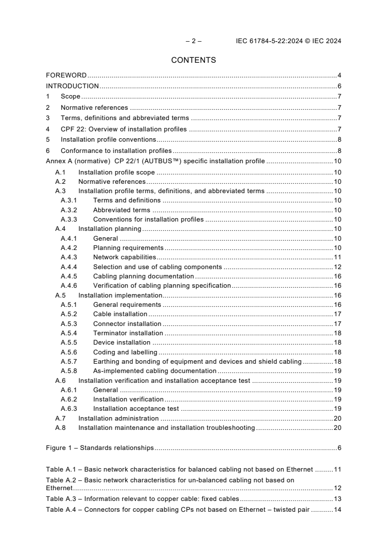IEC 61784-5-22:2024 IEC 61784-5-22:2024 - Industrial networks - Profiles - Part 5-22: Installation of fieldbuses - Installation profiles for CPF 22
Released:3/11/2024 - Page 4 preview