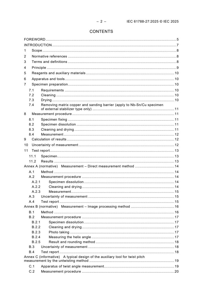 IEC 61788-27:2025 IEC 61788-27:2025 - Superconductivity - Part 27: Twist pitch measurement of practical superconducting wires - Twist pitch measurement of Nb-Ti/Cu and Nb-Sn/Cu composite superconductors
Released:2/25/2025 - Page 4 preview