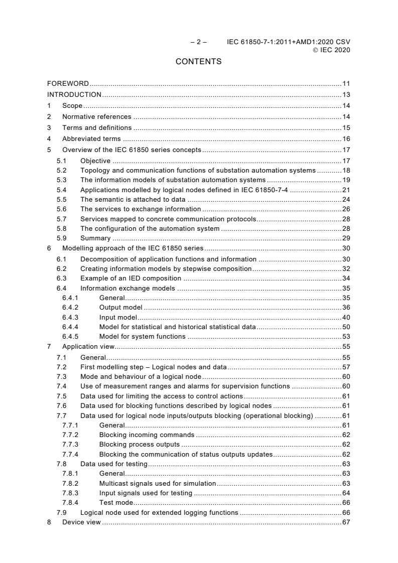 IEC 61850-7-1:2011 IEC 61850-7-1:2011+AMD1:2020 CSV - Communication networks and systems for power utility automation - Part 7-1: Basic communication structure - Principles and models - Page 4 preview