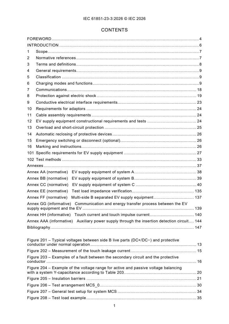 IEC 61851-23-3:2026 iec61851-23-3{ed1.0}en - Electric vehicle conductive charging system - Part 23-3: DC electric vehicle supply equipment - Megawatt charging systems - Page 3 preview