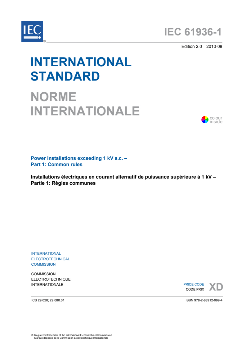 IEC 61936-1:2010 IEC 61936-1:2010 - Power installations exceeding 1 kV a.c. - Part 1: Common rules
Released:8/31/2010 - Page 3 preview