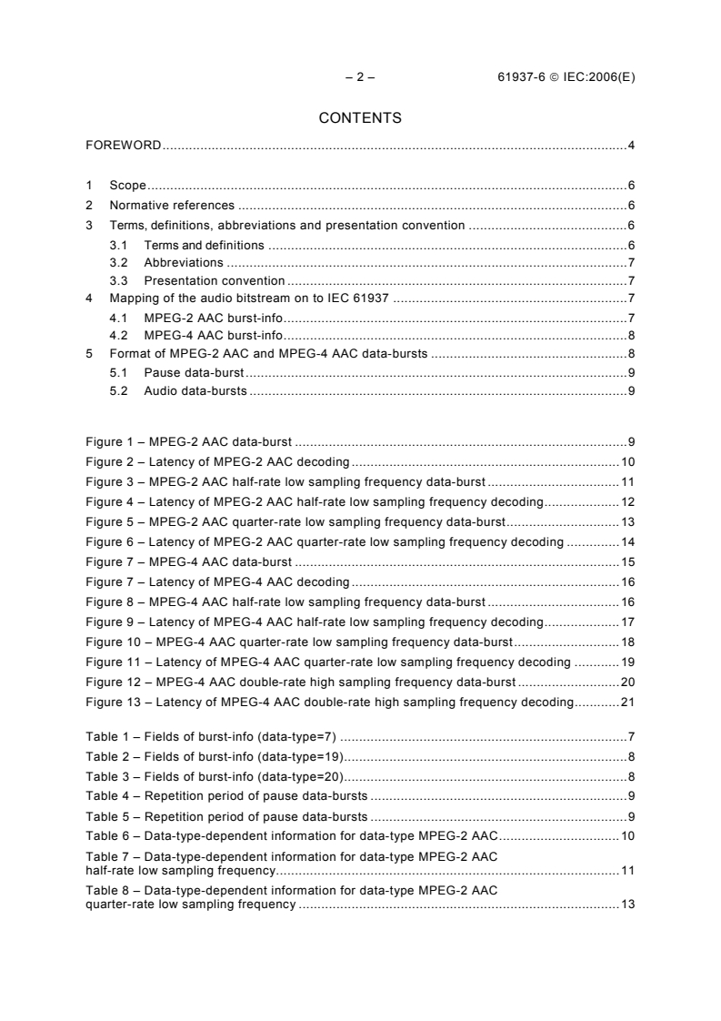 IEC 61937-6:2006 IEC 61937-6:2006 - Digital audio - Interface for non-linear PCM encoded audio bitstreams applying IEC 60958 - Part 6: Non-linear PCM bitstreams according to the MPEG-2 AAC and MPEG-4 AAC formats
Released:1/25/2006 - Page 4 preview