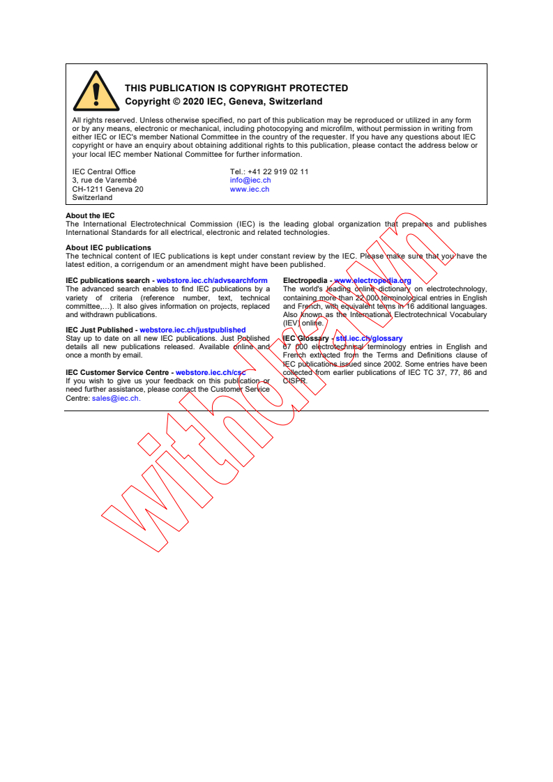 IEC 61969-3:2020 IEC 61969-3:2020 RLV - Mechanical structures for electrical and electronic equipment - Outdoor enclosures - Part 3: Environmental requirements, tests and safety aspects
Released:6/8/2020 - Page 2 preview
