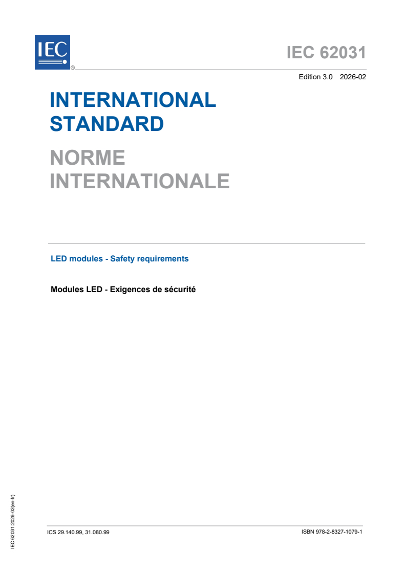 IEC 62031:2026 IEC 62031:2026 - LED modules - Safety requirements - Page 1 preview