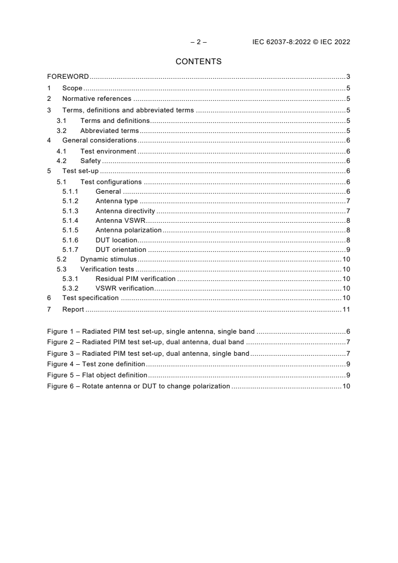 IEC 62037-8:2022 IEC 62037-8:2022 - Passive RF and microwave devices, intermodulation level measurement - Part 8: Measurement of passive intermodulation generated by objects exposed to RF radiation
Released:11/16/2022 - Page 4 preview