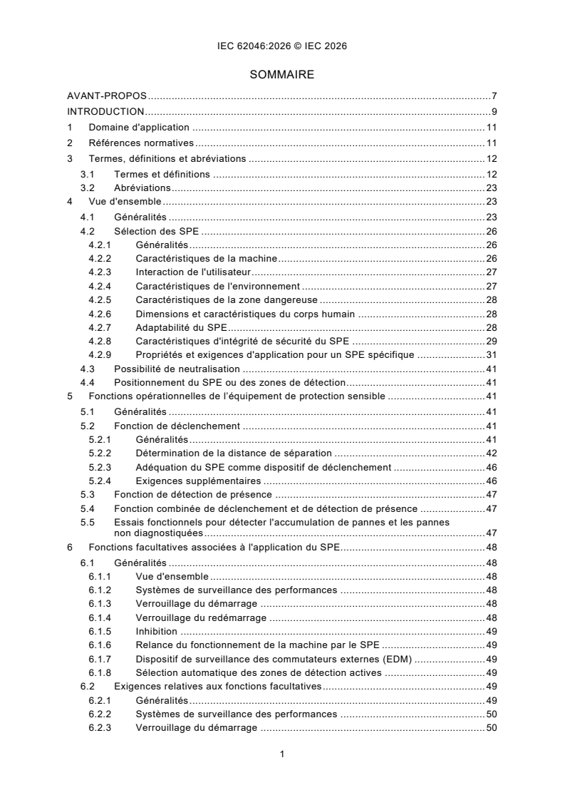 IEC 62046:2026 IEC 62046:2026 - Sécurité des machines - Application des équipements de protection à la détection de la présence de personnes - Page 3 preview