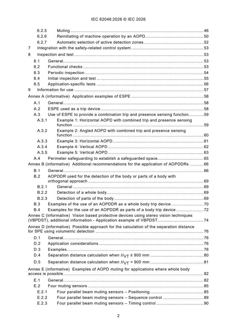 IEC 62046:2026 IEC 62046:2026 - Safety of machinery - Application of protective equipment to detect the presence of persons - Page 4 preview