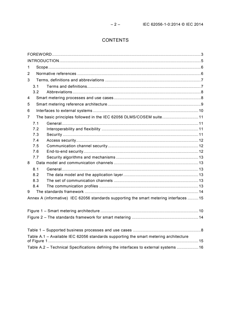 IEC 62056-1-0:2014 IEC 62056-1-0:2014 - Electricity metering data exchange - The DLMS/COSEM suite - Part 1-0: Smart metering standardisation framework
Released:6/4/2014 - Page 4 preview