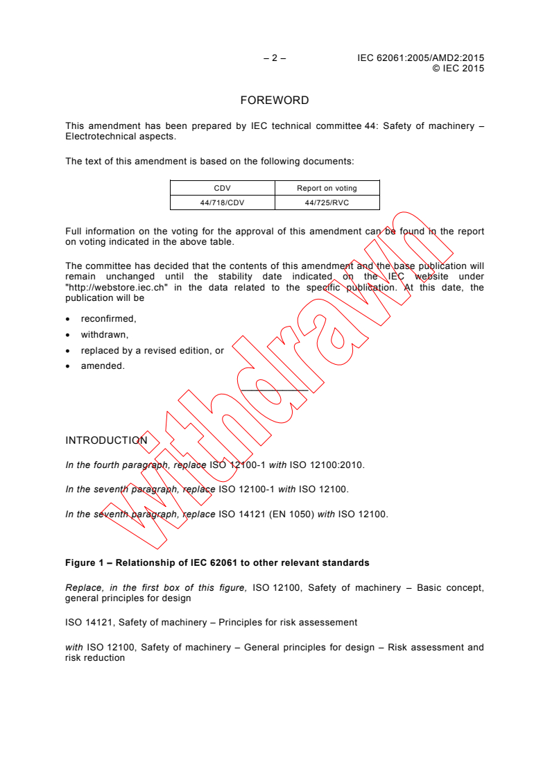 IEC 62061:2005/AMD2:2015 IEC 62061:2005/AMD2:2015 - Amendment 2 - Safety of machinery - Functional safety of safety-related electrical, electronic and programmable electronic control systems - Page 4 preview