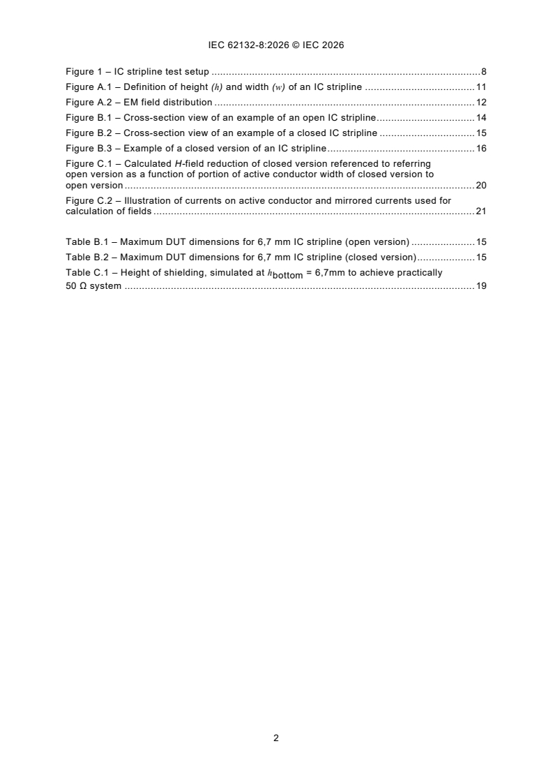 IEC 62132-8:2026 IEC 62132-8:2026 - Integrated circuits - Measurement of electromagnetic immunity - Part 8: Measurement of radiated immunity - IC stripline method/12/2026 - Page 4 preview