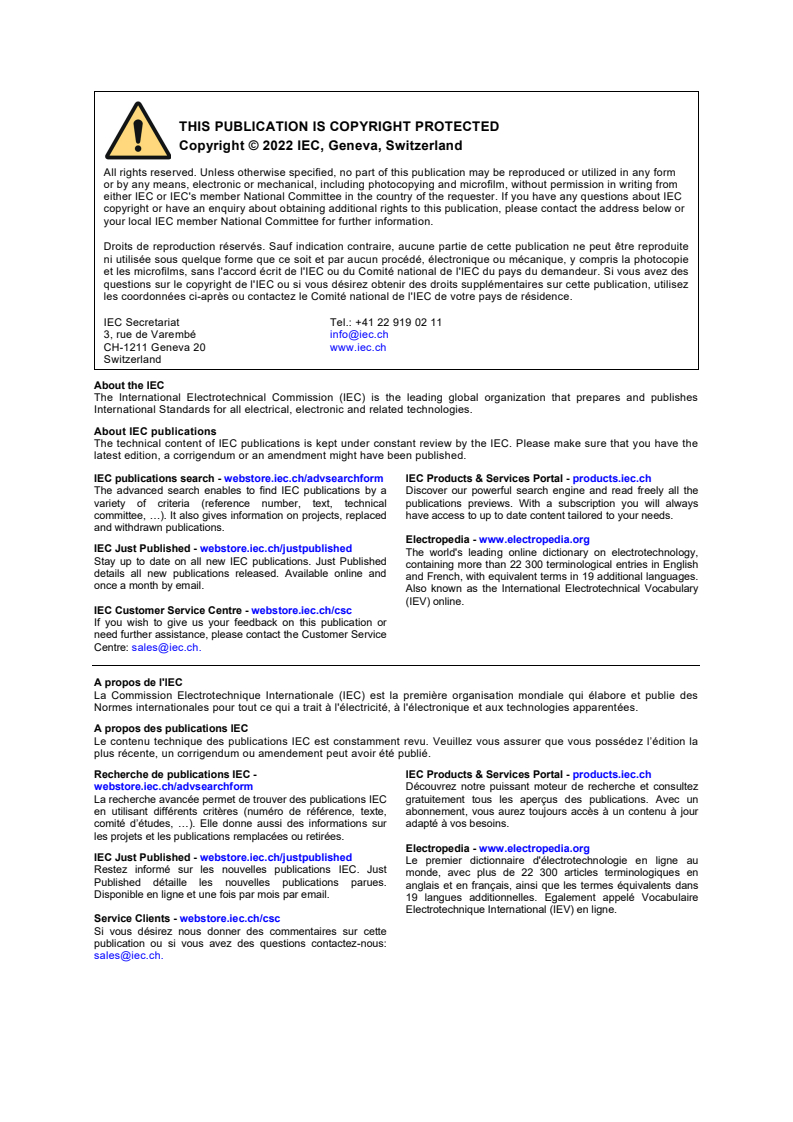 IEC 62196-1:2022 IEC 62196-1:2022 - Plugs, socket-outlets, vehicle connectors and vehicle inlets - Conductive charging of electric vehicles - Part 1: General requirements
Released:5/3/2022 - Page 2 preview