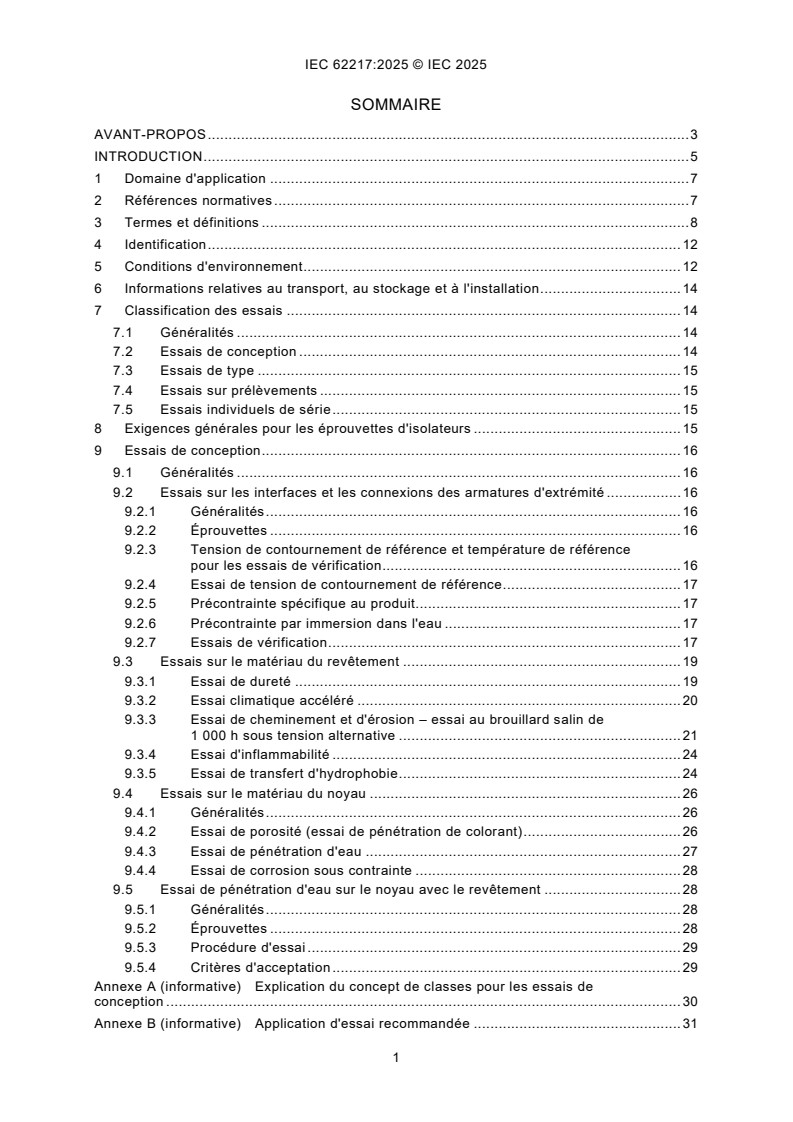 IEC 62217:2025 IEC 62217:2025 - Isolateurs polymériques à haute tension pour usage intérieur et extérieur - Définitions générales, méthodes d'essai et critères d'acceptation/6/2025 - Page 3 preview