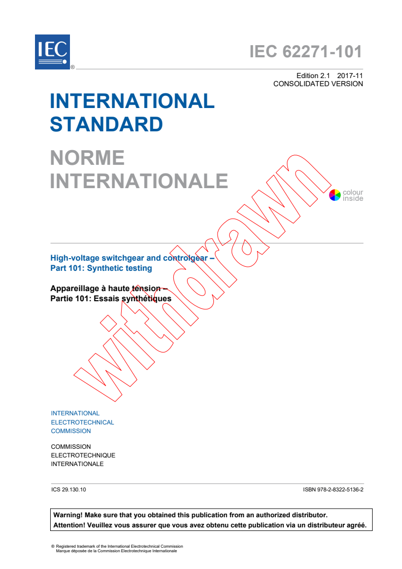 IEC 62271-101:2012 IEC 62271-101:2012+AMD1:2017 CSV - High-voltage switchgear and controlgear - Part 101: Synthetic testing
Released:11/30/2017 - Page 3 preview