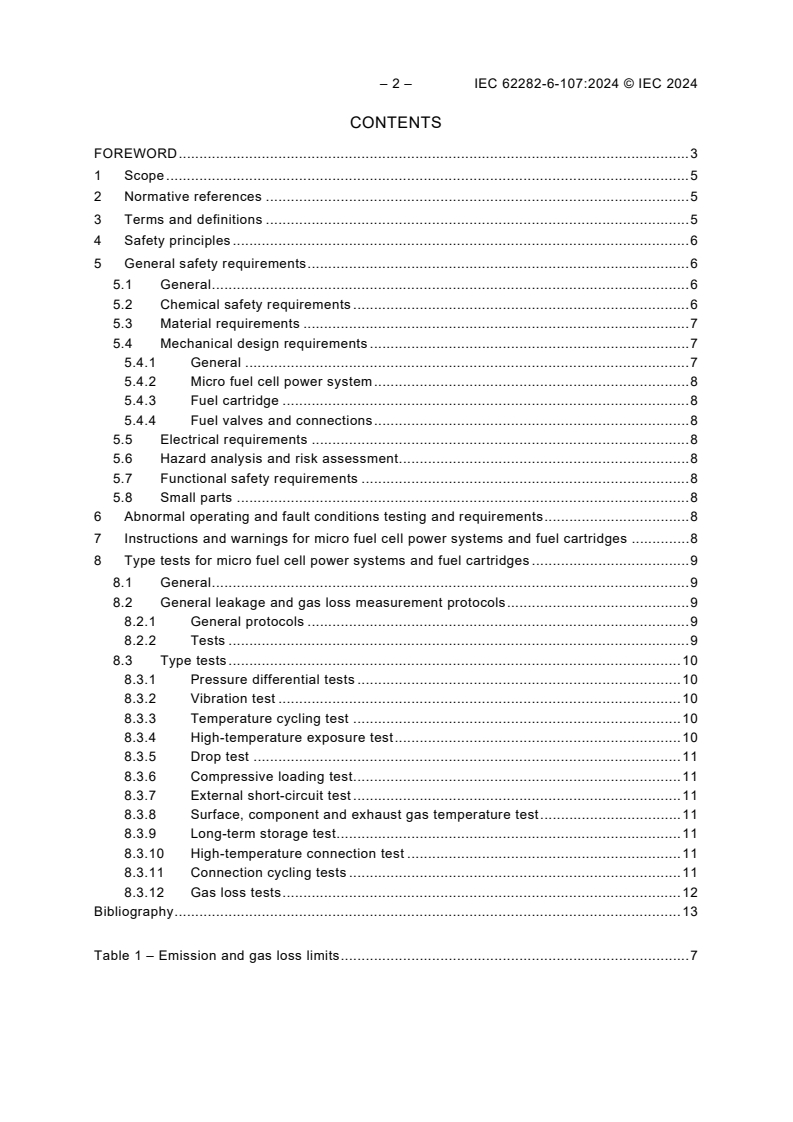 IEC 62282-6-107:2024 IEC 62282-6-107:2024 - Fuel cell technologies - Part 6-107: Micro fuel cell power systems - Safety - Indirect water-reactive (Division 4.3) compounds
Released:4/5/2024 - Page 4 preview