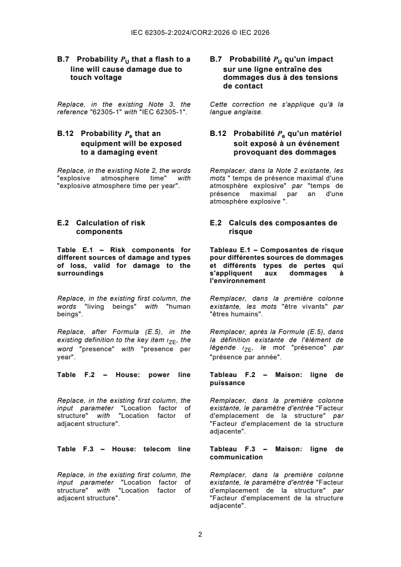 IEC 62305-2:2024/COR2:2026 IEC 62305-2:2024/COR2:2026 - Corrigendum 2 - Protection against lightning - Part 2: Risk management - Page 2 preview