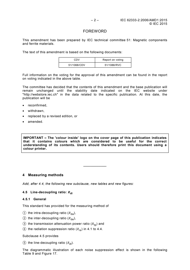 IEC 62333-2:2006/AMD1:2015 IEC 62333-2:2006/AMD1:2015 - Amendment 1 - Noise suppression sheet for digital devices and equipment - Part 2: Measuring methods
Released:8/5/2015 - Page 4 preview