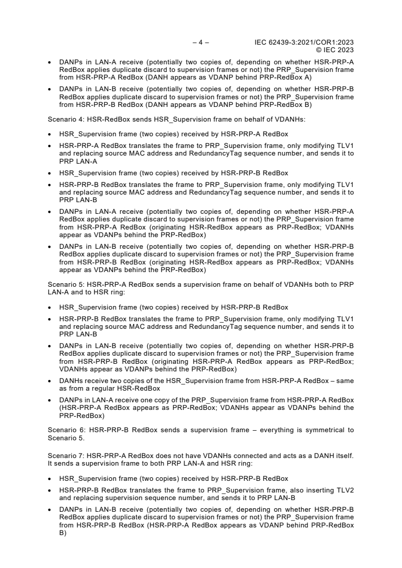 IEC 62439-3:2021/COR1:2023 iec62439-3-cor1{ed4.0}b - IEC 62439-3:2021/COR1:2023 - Corrigendum 1 - Industrial communication networks - High availability automation networks - Part 3: Parallel Redundancy Protocol (PRP) and High-availability Seamless Redundancy (HSR)
Released:4/21/2023 - Page 4 preview