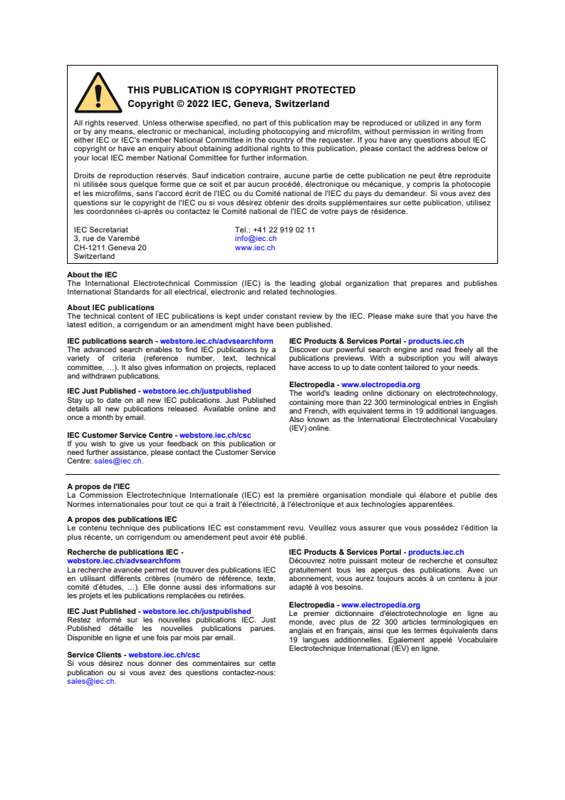 IEC 62606:2013 IEC 62606:2013+AMD1:2017+AMD2:2022 CSV - General requirements for arc fault detection and protection devices (AFDDs)
Released:11/17/2022 - Page 2 preview