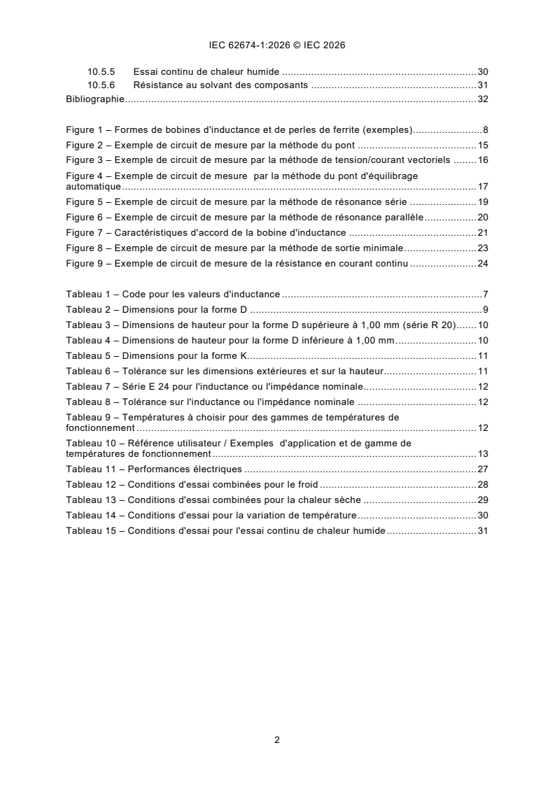 IEC 62674-1:2026 IEC 62674-1:2026 - Composants inductifs à haute fréquence - Partie 1: Bobines d'inductance fixes à montage en surface utilisées dans les matériels électroniques et les équipements de télécommunications - Page 4 preview