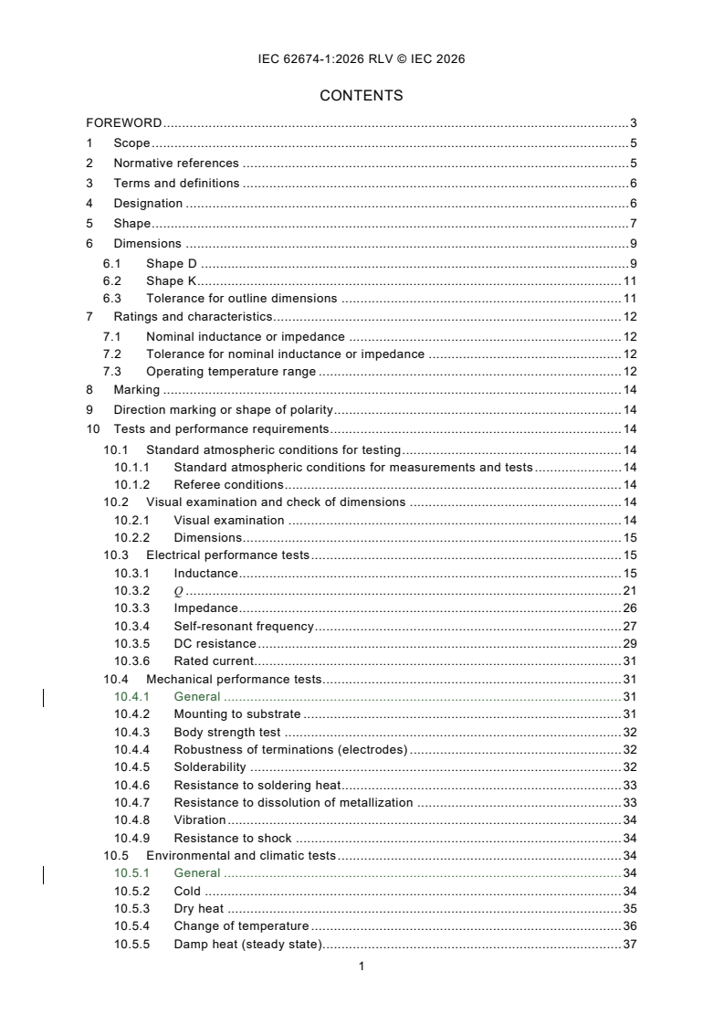 IEC 62674-1:2026 REDLINE IEC 62674-1:2026 RLV - High frequency inductive components - Part 1: Fixed surface mount inductors for use in electronic and telecommunication equipment - Page 3 preview
