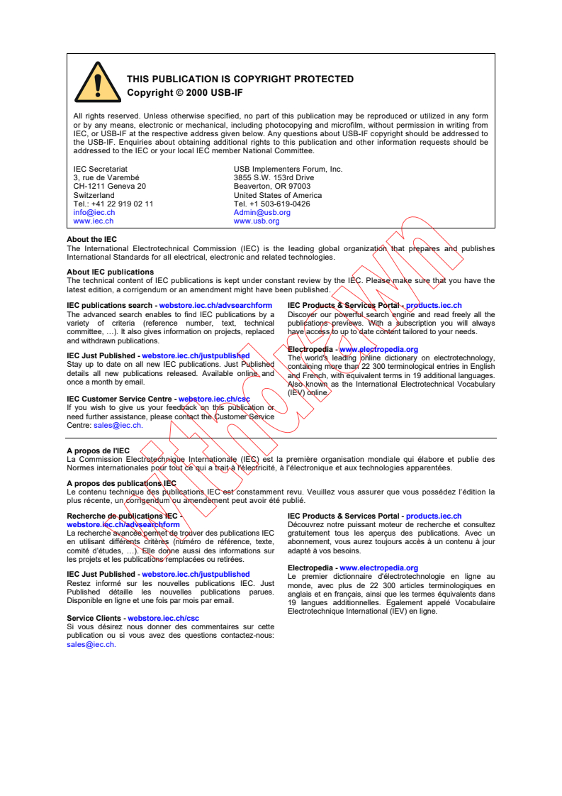 IEC 62680-1:2013 IEC 62680-1:2013 - Universal serial bus interfaces for data and power - Part 1: Universal serial bus specification, revision 2.0
Released:9/11/2013 - Page 2 preview