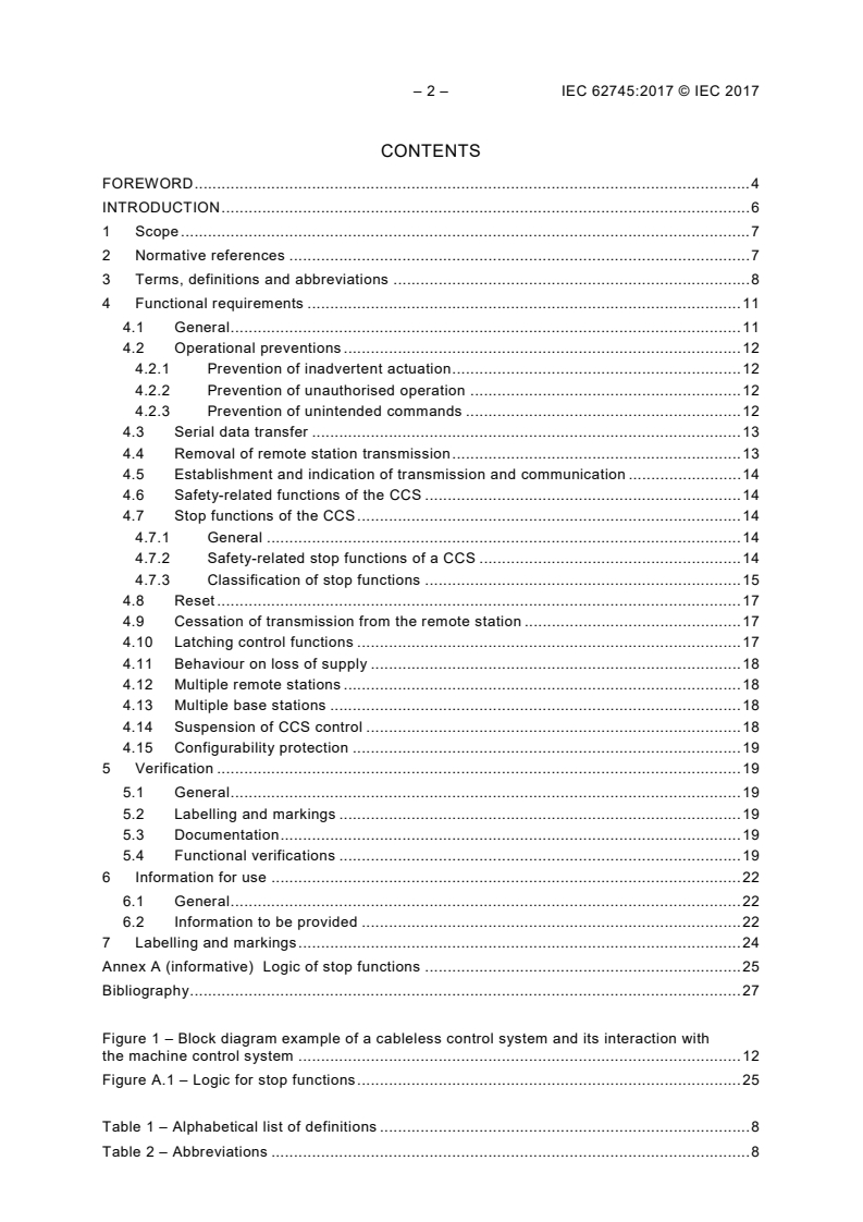IEC 62745:2017 IEC 62745:2017 - Safety of machinery - Requirements for cableless control systems of machinery
Released:3/7/2017 - Page 4 preview