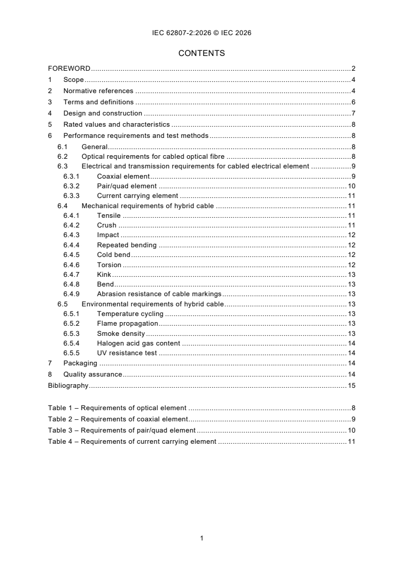 IEC 62807-2:2026 IEC 62807-2:2026 - Hybrid communication cables - Part 2: Indoor hybrid cables - Sectional specification - Page 3 preview