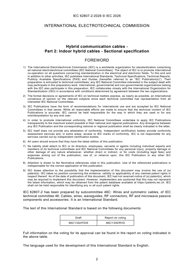 IEC 62807-2:2026 IEC 62807-2:2026 - Hybrid communication cables - Part 2: Indoor hybrid cables - Sectional specification - Page 4 preview
