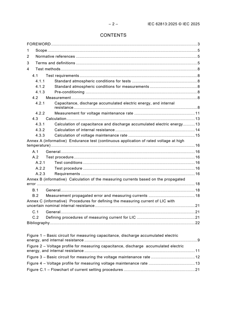 IEC 62813:2025 IEC 62813:2025 - Lithium ion capacitors for use in electric and electronic equipment - Test methods for electrical characteristics/17/2025 - Page 4 preview
