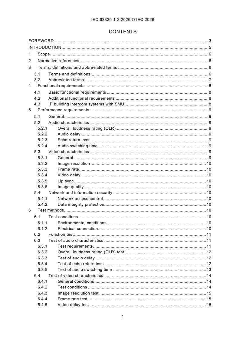 IEC 62820-1-2:2026 iec62820-1-2{ed2.0}en - Building intercom systems - Part 1-2: System requirements - Building intercom systems using the Internet protocol (IP) - Page 3 preview