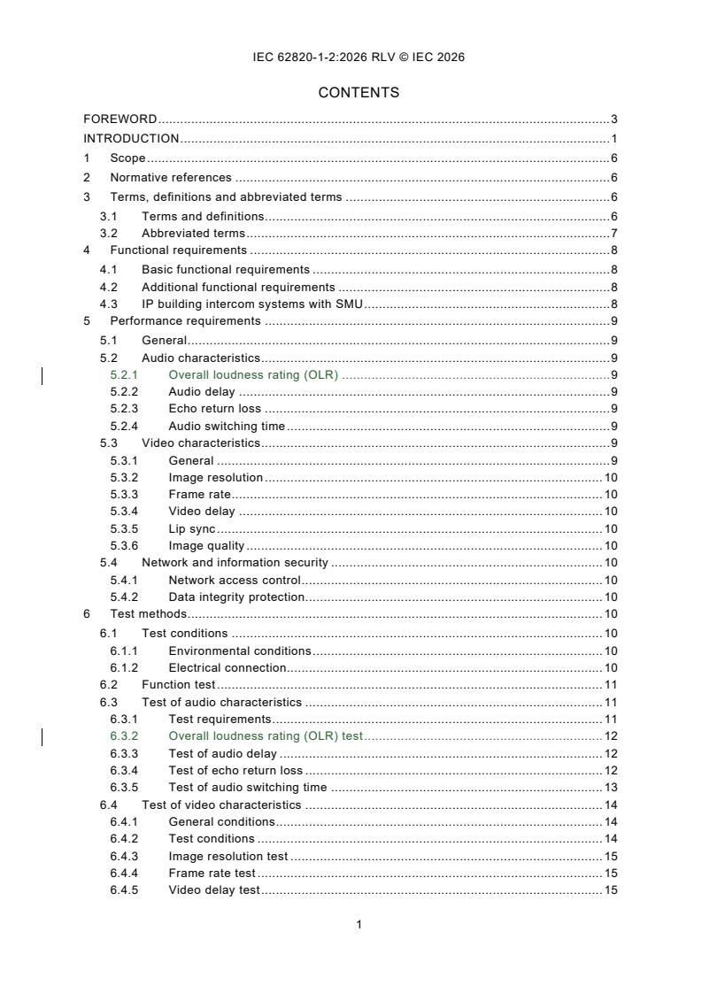 IEC 62820-1-2:2026 REDLINE IEC 62820-1-2:2026 RLV - Building intercom systems - Part 1-2: System requirements - Building intercom systems using the Internet protocol (IP) - Page 3 preview