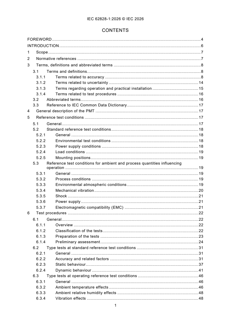 IEC 62828-1:2026 iec62828-1{ed2.0}en - Reference conditions and procedures for testing industrial and process measurement transmitters - Part 1: General procedures for all types of transmitters - Page 3 preview