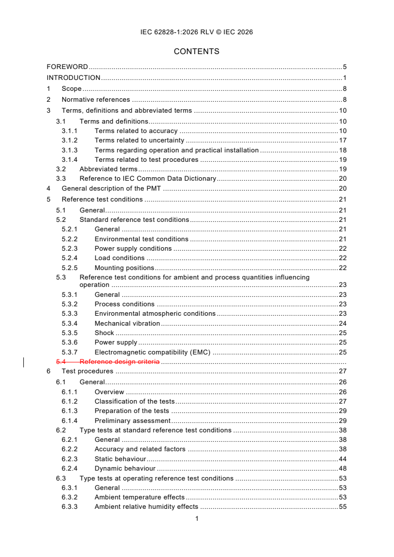 IEC 62828-1:2026 REDLINE IEC 62828-1:2026 RLV - Reference conditions and procedures for testing industrial and process measurement transmitters - Part 1: General procedures for all types of transmitters - Page 3 preview