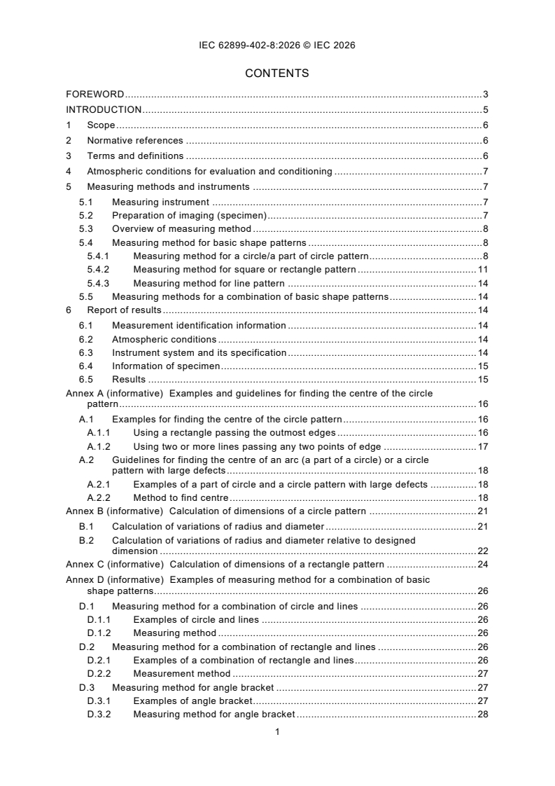 IEC 62899-402-8:2026 IEC 62899-402-8:2026 - Printed electronics - Part 402-8: Printability - Measurement of qualities - Shape pattern dimension - Page 3 preview