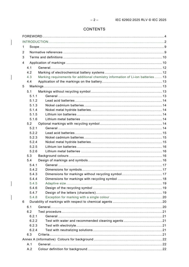 IEC 62902:2025 IEC 62902:2025 RLV - Secondary cells and batteries - Marking symbols for identification of their chemistry
Released:2/26/2025 - Page 4 preview